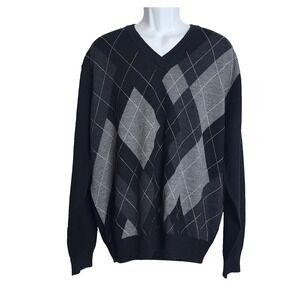 Stephen Tuttle's Merino Wool Argyle  V-Neck Pullover Sweater Men's Size XL